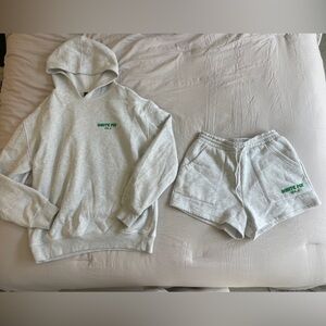 White Fox Boutique Gray Hoodie and Shorts Set